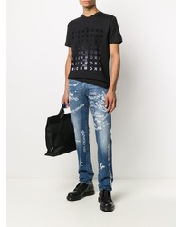 blaue bedruckte Jeans von John Richmond