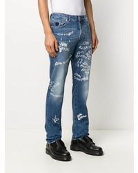 blaue bedruckte Jeans von John Richmond