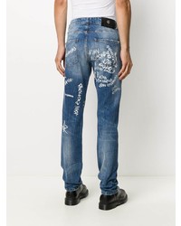 blaue bedruckte Jeans von John Richmond