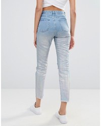 blaue bedruckte Jeans von Missguided