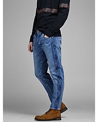 blaue bedruckte Jeans von Jack & Jones