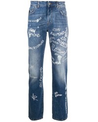 blaue bedruckte Jeans von John Richmond
