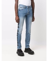 blaue bedruckte Jeans von Philipp Plein