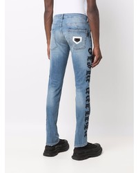 blaue bedruckte Jeans von Philipp Plein