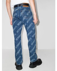 blaue bedruckte Jeans von Vetements