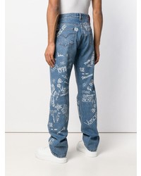 blaue bedruckte Jeans von Versace