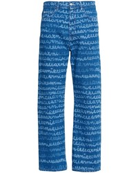 blaue bedruckte Jeans von Marni
