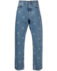 blaue bedruckte Jeans von Martine Rose
