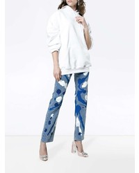 blaue bedruckte Jeans von Mirco Gaspari