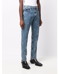 blaue bedruckte Jeans von Martine Rose