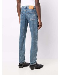 blaue bedruckte Jeans von Martine Rose