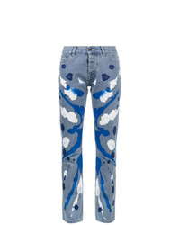 blaue bedruckte Jeans von Mirco Gaspari