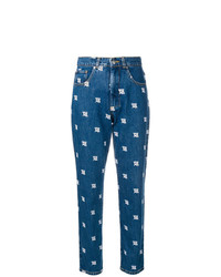 blaue bedruckte Jeans von Misbhv