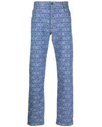 blaue bedruckte Jeans von Moschino
