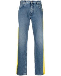 blaue bedruckte Jeans von Moschino