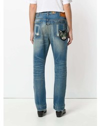 blaue bedruckte Jeans von Gucci