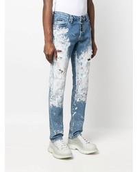 blaue bedruckte Jeans von Philipp Plein