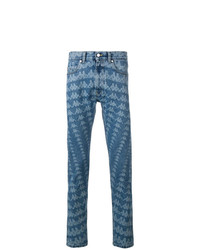 blaue bedruckte Jeans von Paura
