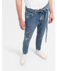 blaue bedruckte Jeans von Off-White