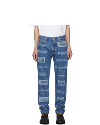 blaue bedruckte Jeans von Vetements