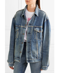 blaue bedruckte Jeansjacke von Balenciaga