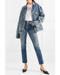 blaue bedruckte Jeansjacke von Balenciaga