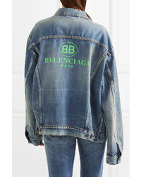 blaue bedruckte Jeansjacke von Balenciaga