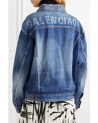 blaue bedruckte Jeansjacke von Balenciaga