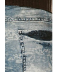 blaue bedruckte Jeansshorts von FIOCEO