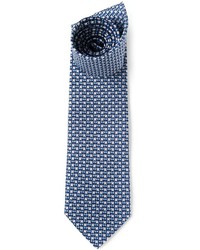 blaue bedruckte Krawatte von Salvatore Ferragamo