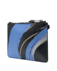 blaue bedruckte Leder Clutch Handtasche von Moschino