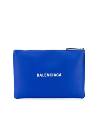 blaue bedruckte Leder Clutch Handtasche von Balenciaga