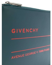blaue bedruckte Leder Clutch Handtasche von Givenchy