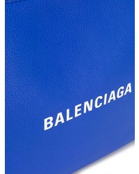 blaue bedruckte Leder Clutch Handtasche von Balenciaga