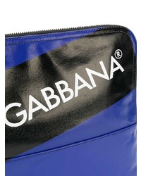 blaue bedruckte Leder Clutch Handtasche von Dolce & Gabbana