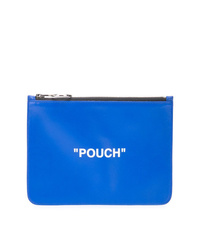 blaue bedruckte Leder Clutch Handtasche von Off-White