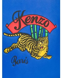 blaue bedruckte Leder Clutch Handtasche von Kenzo