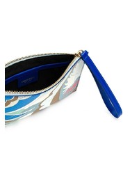 blaue bedruckte Leder Clutch von Emilio Pucci
