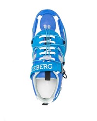 blaue bedruckte Leder niedrige Sneakers von Iceberg