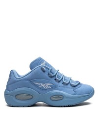 blaue bedruckte Leder niedrige Sneakers von Reebok