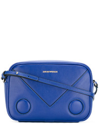 blaue bedruckte Leder Umhängetasche von Emporio Armani