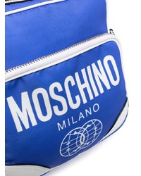 blaue bedruckte Leder Umhängetasche von Moschino