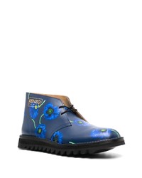 blaue bedruckte Lederfreizeitstiefel von Kenzo