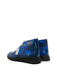 blaue bedruckte Lederfreizeitstiefel von Kenzo