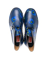 blaue bedruckte Lederfreizeitstiefel von Kenzo