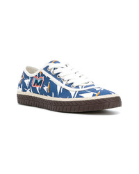 blaue bedruckte niedrige Sneakers von Marni