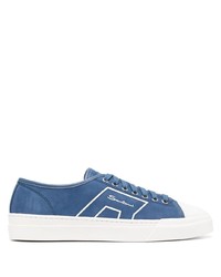 blaue bedruckte niedrige Sneakers von Santoni