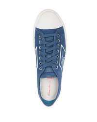 blaue bedruckte niedrige Sneakers von Santoni