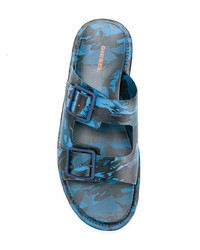 blaue bedruckte Sandalen von Diesel