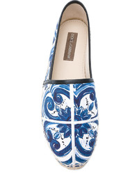blaue bedruckte Segeltuch Espadrilles von Dolce & Gabbana